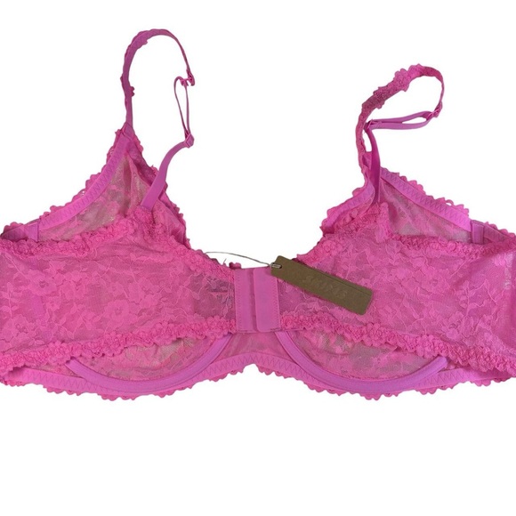 NWT SKIMS Stretch Lace Intimates Underwire Scoop Bra in PINK Size 46DD - Picture 2 of 6